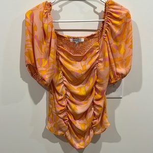 Pastel puffer sleeve blouse